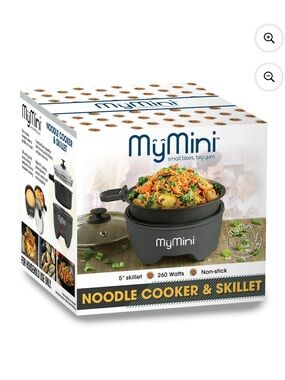 NWT MyMini Small Bites Big Yum Black Noodle Cooker & Non-Stick 5" Skillet